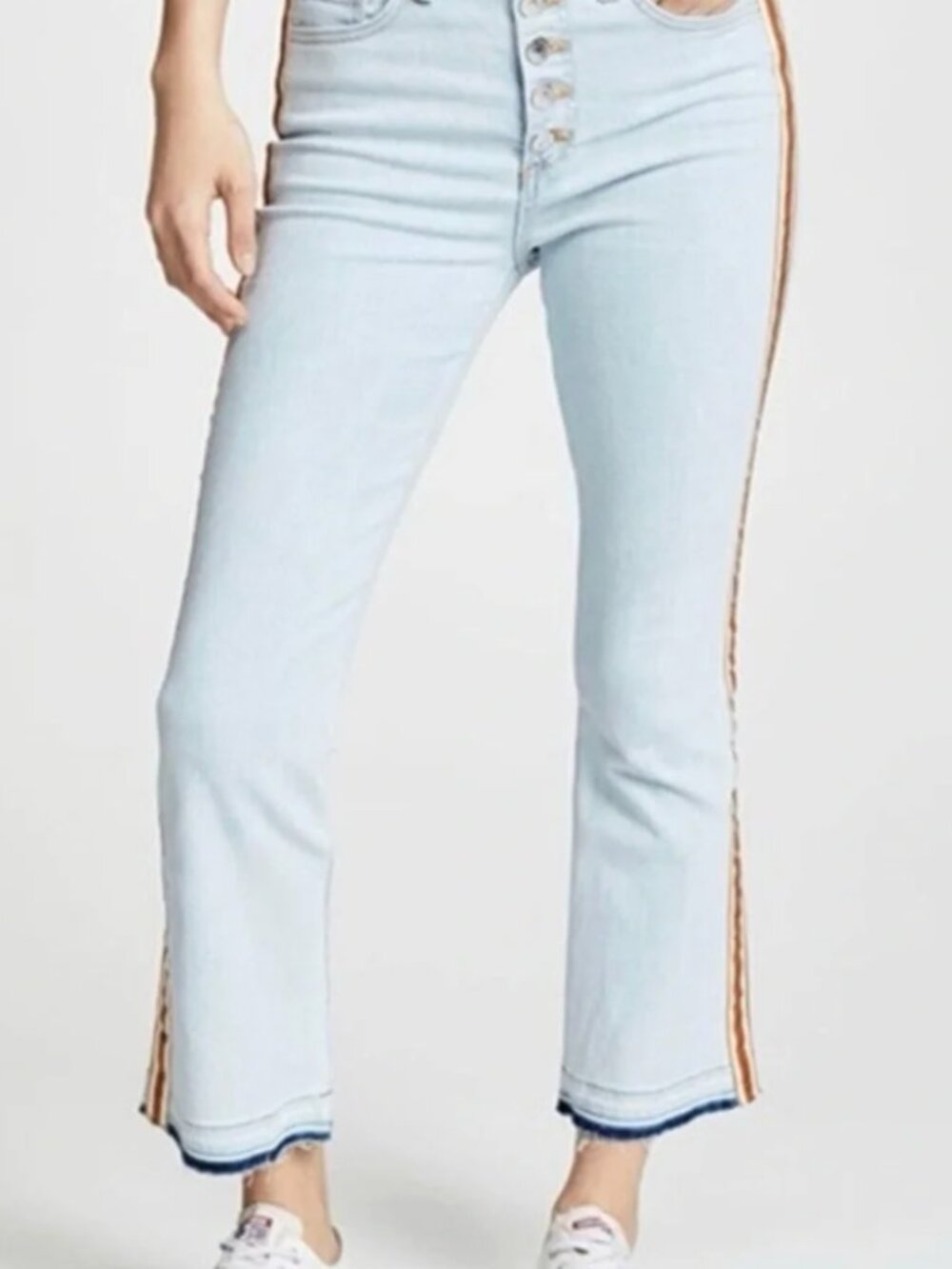 Veronica Beard Jean Carolyn Baby Bootcut Jeans with Fraying, Bleach, 24